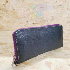 ◆大容量！ラウンドファスナー長財布/ Long Wallet　アリゾナレザー PURPLE(紫) ◇大容量！ラウンドファスナー長財布/ Long Wallet アリゾナレザー