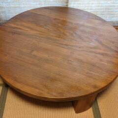 【決まりました】大きめの木製丸テーブル座卓　直径114cm　高さ...