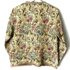 vintage ヴィンテージ ノーカラー ブルゾン ジャケット 羽織 ゴブラン柄 花柄 M 70\'s 70年代 ビンテージ 希少 名品 正規品 古着 カジュアル ウェア モード 