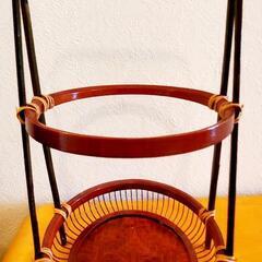 久留米 籃胎漆器 二段重ねの竹かご 工芸品