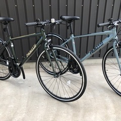 新車☆軽量アルミフレーム クロスバイク シマノ外装21段変速 ルーツ◆オリーブメタリック　ふんわりサドル 新車☆軽量アルミフレーム クロスバイク シマノ外装21段変速 ルーツ