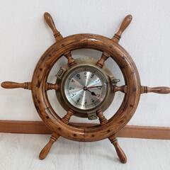 SHIP'S TIME 壁掛け時計 木製 操舵輪 マリン
