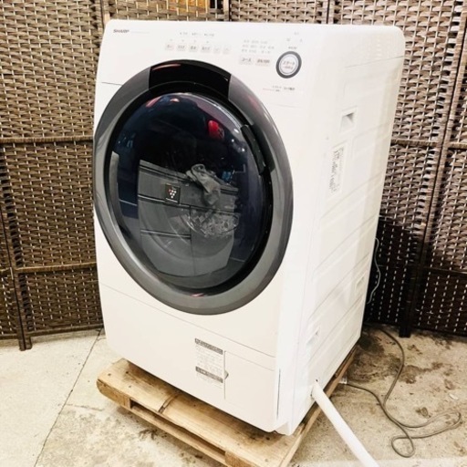 シャープ SHARP ES-S7D-WL [ドラム式プラズマクラスター洗濯乾燥機 洗濯7kg/乾燥3.5kg 左開き ホワイト系] 　ドラム洗濯機　ドラム式洗濯機　ドラム式洗濯乾燥機　乾燥機　乾燥器　乾燥　ドラム　大容量　ファミリー　ES-S7D  洗濯機　2019年