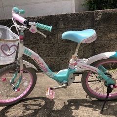 購入者決定☆女の子　自転車　18型　補助輪有り　中古サビあり