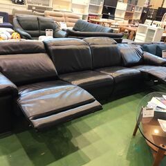 【愛品館八千代店】レザーワールド　総本革　電動リクライニング　4人掛ソファ