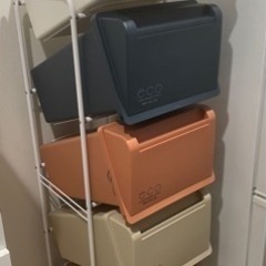 リス コンテナスタイル オレンジ系 5段 分別 ダストボックス ゴミ箱
