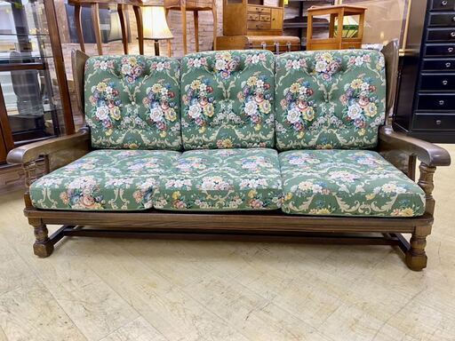 knock on wood 横浜クラシック家具 コロニアル 無垢材 三人掛けソファー ノックオンウッド ★買取帝国 朝霞店