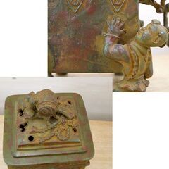 高岡銅器 米田秀保 鋳銅蝋型 香炉 打出小槌摘 龍頭 緑青 共箱 茶道具 札幌市手稲区
