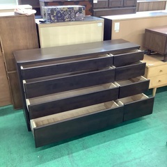 家具ならトレファク吉川店！！ マルヨシ民芸家具 4段ワイドチェスト ダークブラウン キズ・天板シミ有