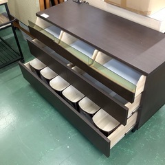 家具ならトレファク吉川店！！ 福山工芸 ローチェスト 3段 ダークブラウン エッセDK ※側面キズ有