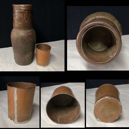 e1600 古南蛮 花入 おとし付 縄暖簾紋 木箱入り 南蛮花入 茶道具  