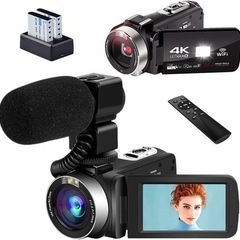 ビデオカメラ 4K YouTubeカメラWIFI機能4800万画...