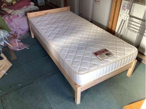 【リサイクルサービス八光　田上店　配達・設置OK】無印良品　パイン材木製シングルベッド
