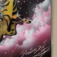 スプレーアート作品　美しい宇宙と虎　只今大幅値下げ中の画像