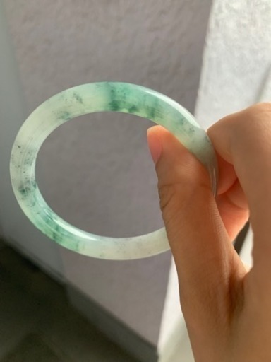 本翡翠バングル ミャンマー産 緑 氷種 天然 烏鶏 魔除け 爽やか 希少
