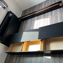 収納 コンセント 照明 ダブルベッド モデラス モダン ブラック