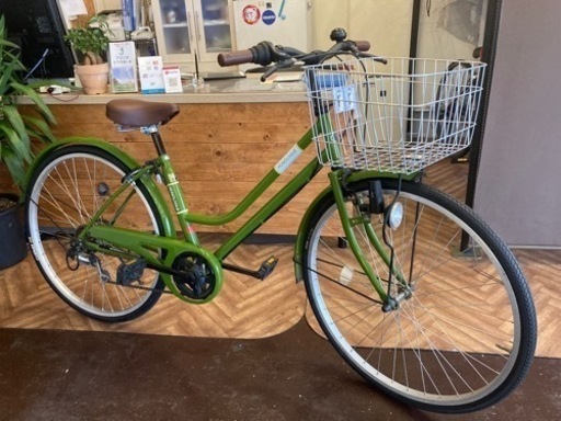 タイヤ新品！】6段変速 26インチ自転車 グリーン