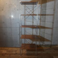 無印良品 MUJI ステンレス ウォールナット材 5段ユニットシェルフ 収納 無印良品(MUJI)の人気のウォールナット材×ステンレス ユニットシェルフ