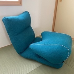 ブルー　座椅子（足おきつき）