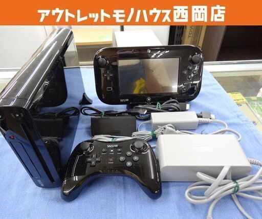 WiiU 32GB ブラック 動作品 WUP-101 本体 ゲームパッド PROコントローラー ニンテンドー ウィーユー Wii 西岡店