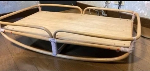 ヴィンテージレトロアンティーク調ラタンゆりかごベッド折り畳み  