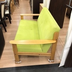 karimoku 2人掛けソファー チターノ グリーン×ナチュラル 【トレファク