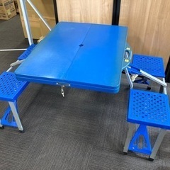 【現状品】折りたたみ式 テーブル 青 キャンプ バーベキュー