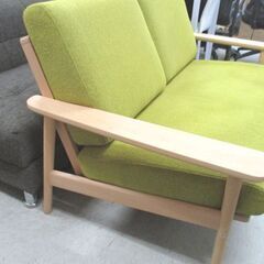 美品 カリモク 2人掛 ソファ ミモザ ピュアビーチ WD4302UVK 幅138cm 平織布張 karimoku 札幌市 中央区