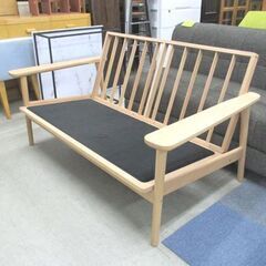 美品 カリモク 2人掛 ソファ ミモザ ピュアビーチ WD4302UVK 幅138cm 平織布張 karimoku 札幌市 中央区