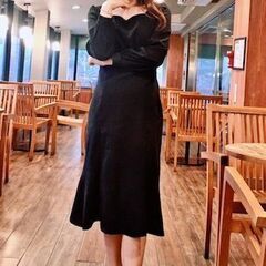 ブラック ワンピース ドレス 韓国 パーティー スエード