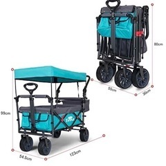 未使用品♪蚊帳付き🎵アウトドアワゴン　大型犬も可能カート　キャリー　屋根萱付き折りたたみ