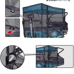 未使用品♪蚊帳付き🎵アウトドアワゴン　大型犬も可能カート　キャリー　屋根萱付き折りたたみ