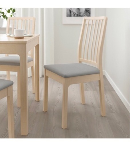IKEA エーケダーレン ダイニングチェア ライトグレーバーチ無垢材 2脚