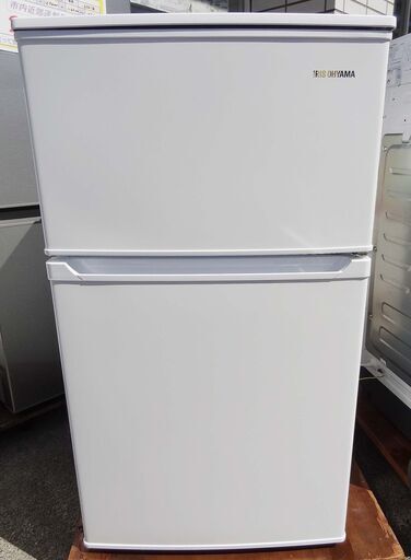 【恵庭】アイリスオーヤマ　ノンフロン冷凍冷蔵庫　IRSD-9B-W　2021年製　90L　右開き　ホワイト　中古品　PayPay支払いOK！