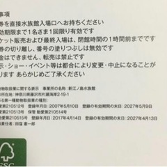新江ノ島水族館 入館招待券チケット 1枚  9月30日迄有効 - 家電