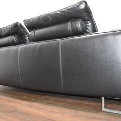 黒革ソファー★ ヤ取終了3/27】≪zy603≫美品 高級 2人掛け 本革 ソファ 黒/ブラック