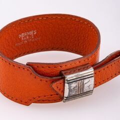 エルメス】HERMES アルテミス ブレスレット レザー オレンジ □M刻印 