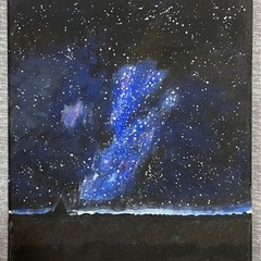 【アクリル画】古宇利島の夜空