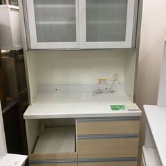 値下げしました!! パモウナ キッチンボード 幅90cm 食器棚 レンジボード システムキッチン ナチュラル ロータイプ ワイドビュー設計 スチームオーブン対応 おしゃれ スロークローズレール クリーニング済み 堺市 石津 【ジャングルジャングルサカイ石津店】