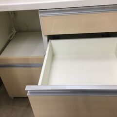 値下げしました!! パモウナ キッチンボード 幅90cm 食器棚 レンジボード システムキッチン ナチュラル ロータイプ ワイドビュー設計 スチームオーブン対応 おしゃれ スロークローズレール クリーニング済み 堺市 石津 【ジャングルジャングルサカイ石津店】