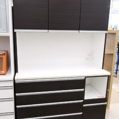 状態良好 NITORI/ニトリ 食器棚 UP RESUME 120-2TF-H-DBR3 ハイタイプ W1200×H2000mm ソフトクローズ機能付き