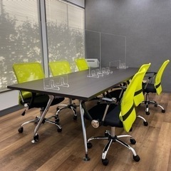 会議テーブル、ミーティングテーブル、椅子オフィスチェア6セット
