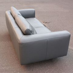 モデルルーム展示品 five by five/ファイブ バイ ファイブ BASIS/ベイシス 3Pソファ グレー レザー W200cm O-7300 本革 ACTUS/アクタス 