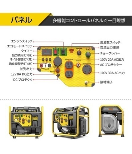 インバーター発電機 高性能 定格出力3.1kVA オープン型 静音 ガソリン