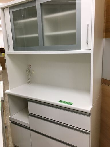 松田家具 幅 117cm ミーテ キッチンボード レンジボード 食器棚 システムキッチンボード モイス加工 家具 インテリア 家具 収納用品 多目的収納 食器棚 おしゃれ 高級家具 国産品 クリーニング済 堺市 石津