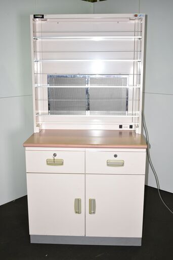 【ヤ取終了 9/16】≪y354≫良品 動OK タカゾノ SOLNO 集塵機能 保管庫 付き 作業机/調剤棚/薬剤棚 薬/カルテ/書類 薬局/病院 40813-02