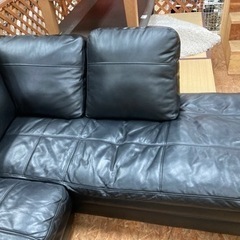 ニトリカウチソファ ブラック 本革 一部合皮 中古 ニトリカウチソファ ブラック 本革 一部合皮 中古