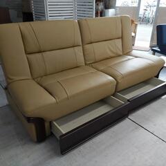 新品アウトレット!本革3人掛けソファベッド