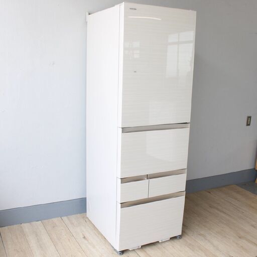 【神奈川pay可】T259)東芝 5ドア 冷凍冷蔵庫GR-R470GW(ZC) 465L 2019年製 ラピスアイボリー 幅60cm 自動製氷 野菜室103L TOSHIBA ガラスドア 冷凍 冷蔵