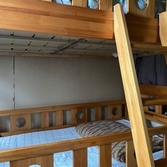 【wo様お取り置き】棚つき二段ベッド　木製　スノコベッド　ナチュ...
